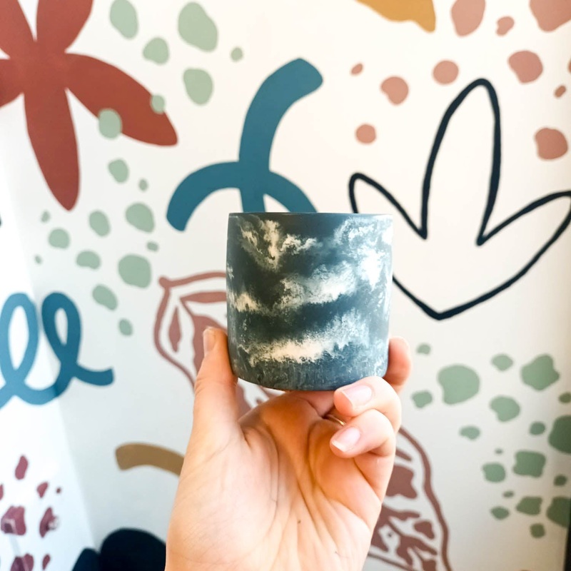 Deep Sea Blue and Putty Jesmonite Mini Pot