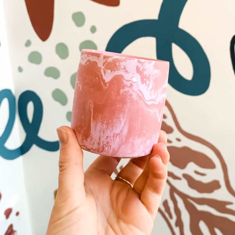 Dusky Rose Pink and Light Pink Jesmonite Mini Pot