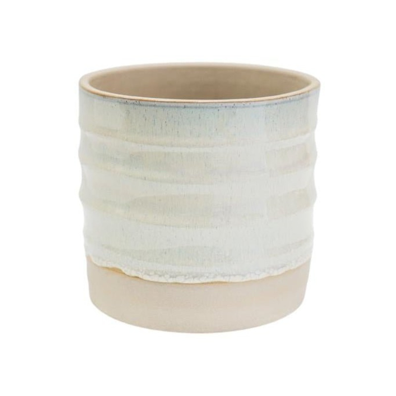 Gia Rippled Two Tone Ice White Planter