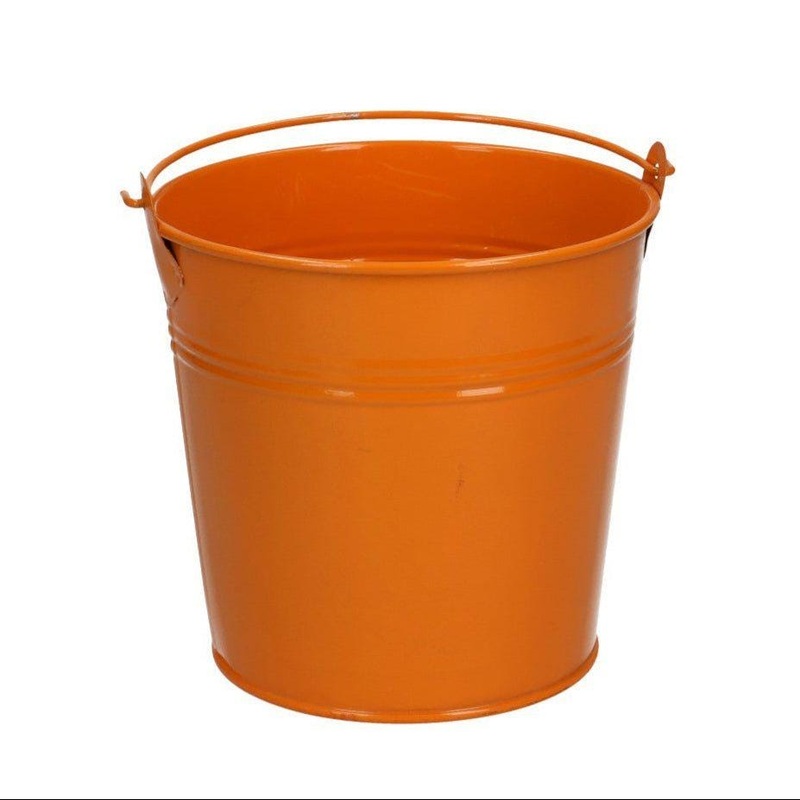 Gloss Sunburst Orange Zinc Basic Bucket Pot