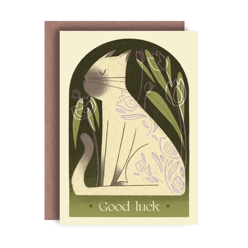 Good Luck Cat Greetings Card
