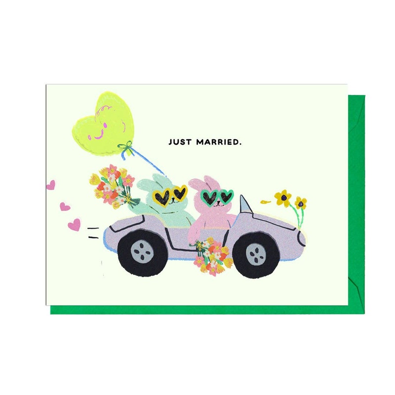 JUST MARRIED BUNNIES Greetings Card