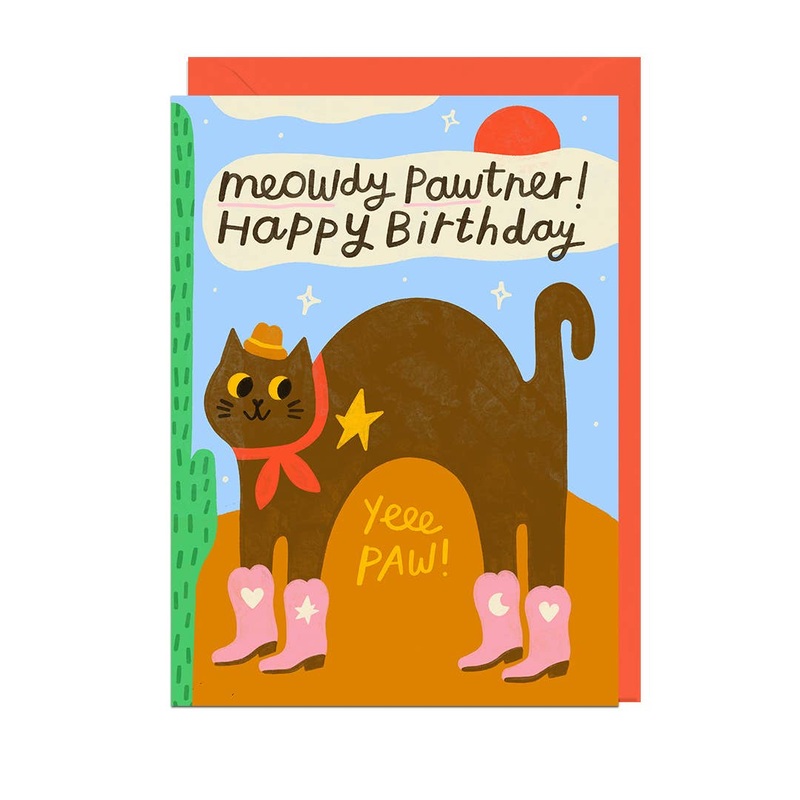 MEOWDY PAWTNER BIRTHDAY Greetings Card