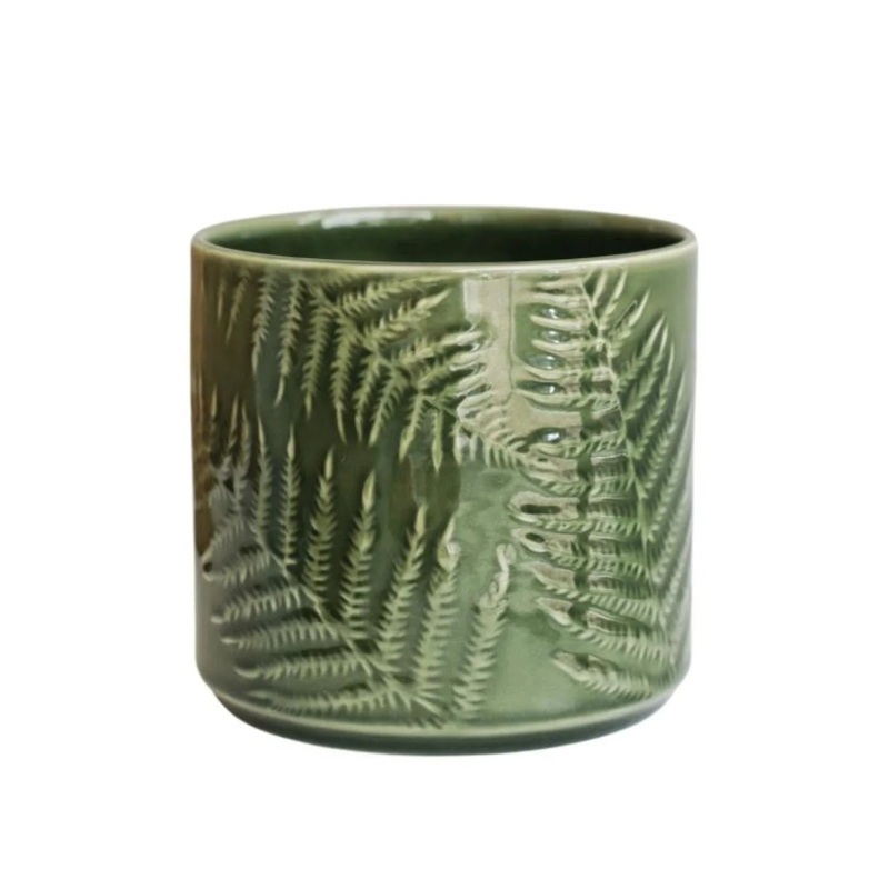 Orla Glazed Fern Planter in Green