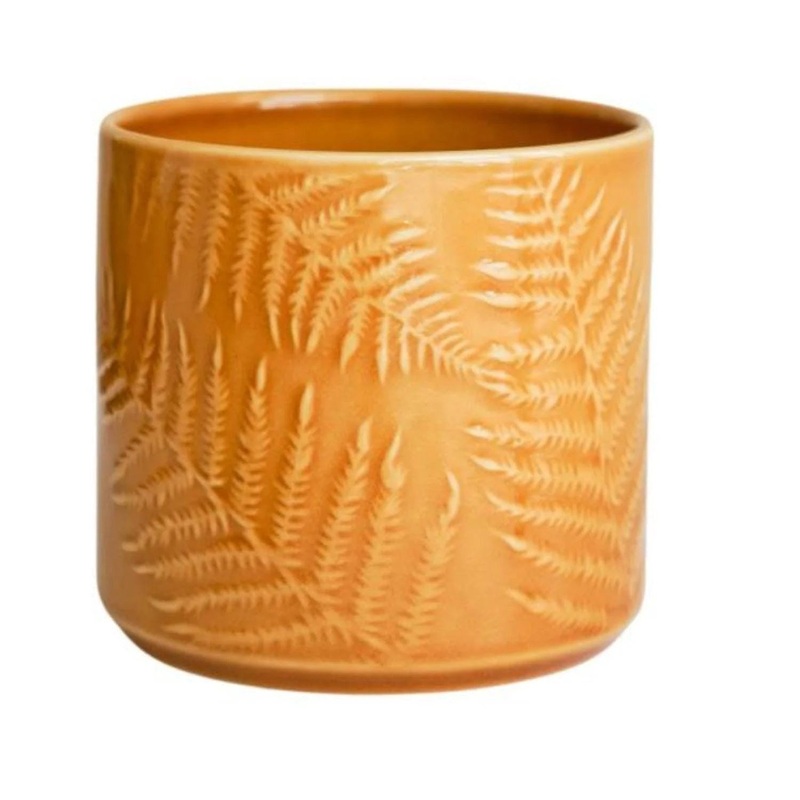 Orla Glazed Fern Planter in Orange