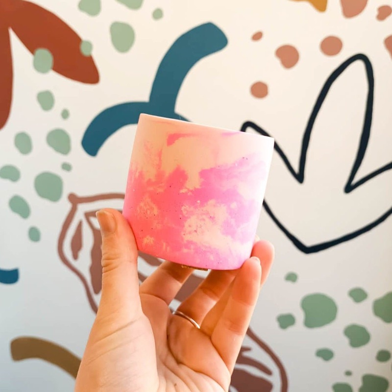 Pale Pink and Neon Pink Jesmonite Mini Pot