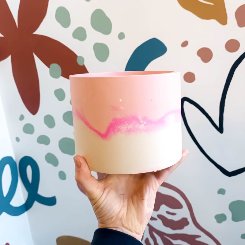 Pale Pink, Bright Pink and Putty Jesmonite Pot