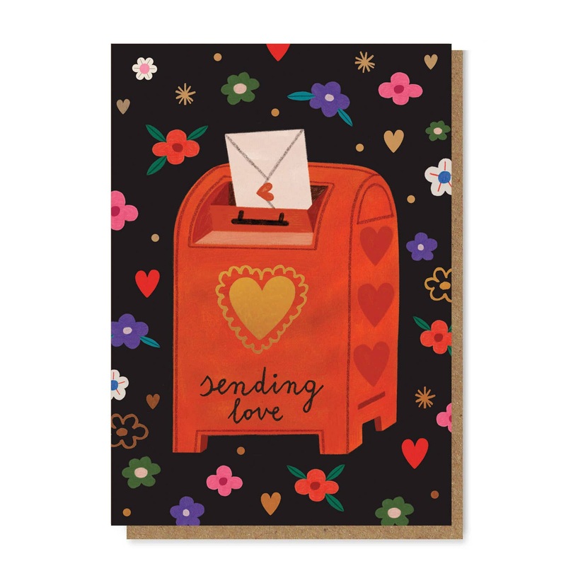 SENDING LOVE gold foil Greetings Card