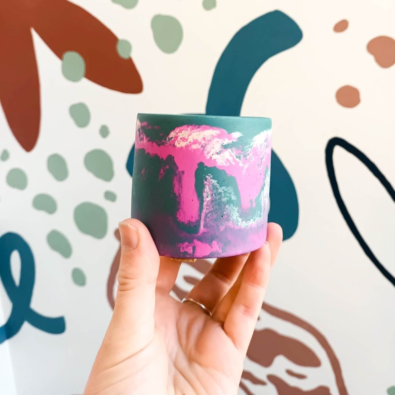 Teal Blue, Fuchsia Pink and Putty Jesmonite Mini Pot