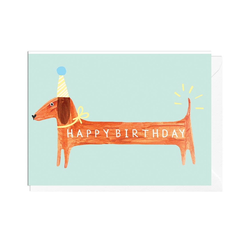 BIRTHDAY SAUSAGE BLUE Greetings Card
