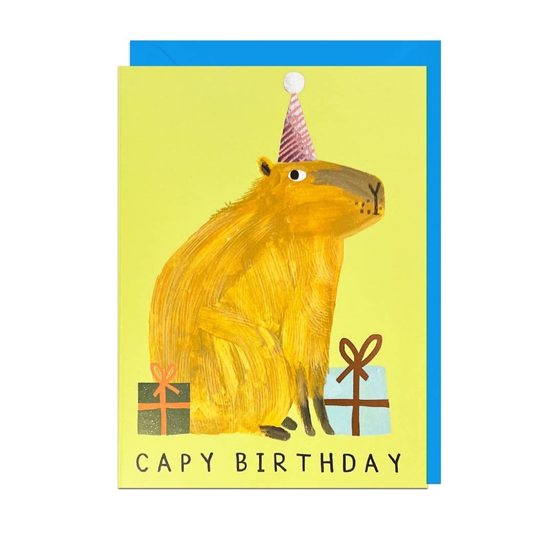 CAPY BIRTHDAY – FOIL, BLUE ENVELOPE Greetings Card