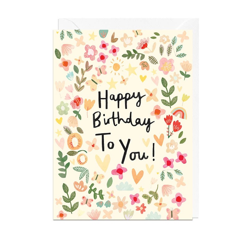 HAPPY BIRTHDAY FLOWERS Greetings Card
