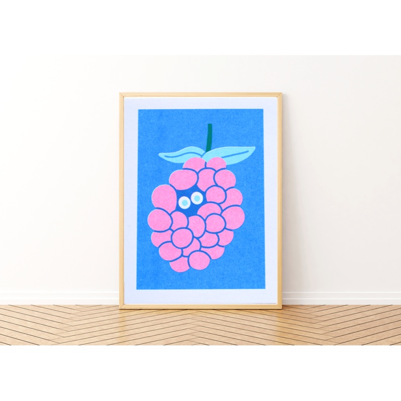 Mini Berry Risograph Print