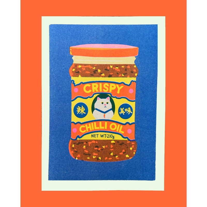 Mini Crispy Chilli Oil Risograph A5 Print