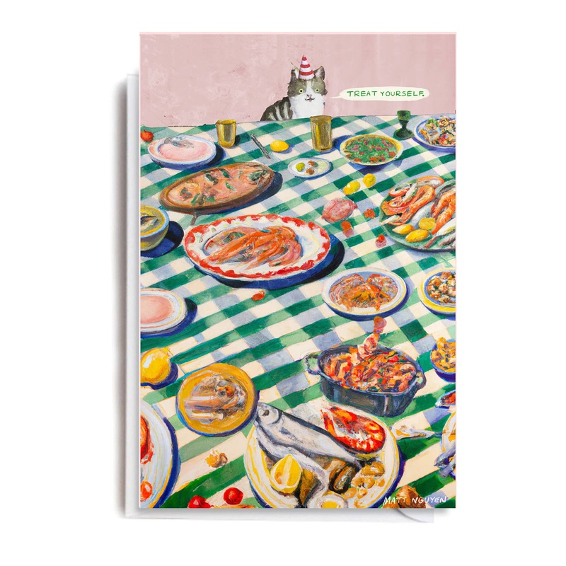 TREAT YOURSELF CAT Greetings Card