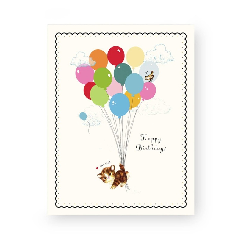 Balloon Kitten – Happy Birthday – Blank