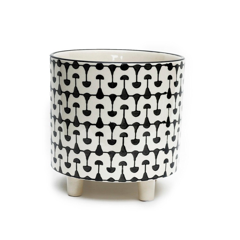 Footed Black & Cream Planter