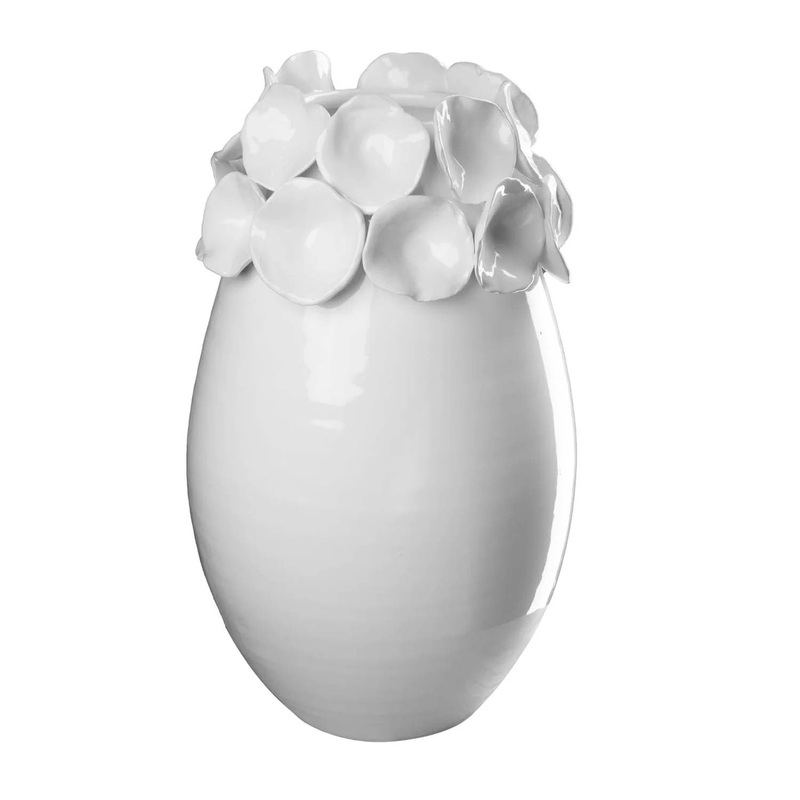 Vase with White Petals – 15 Tall