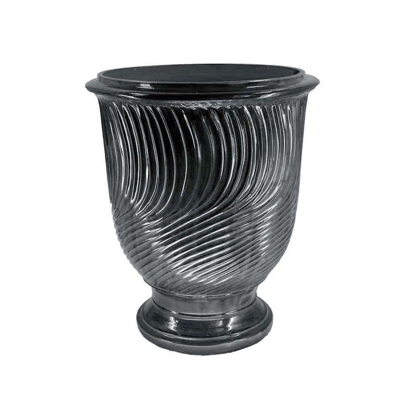Traditional French Glazed Anduze Vase Blue Stripe  – #2