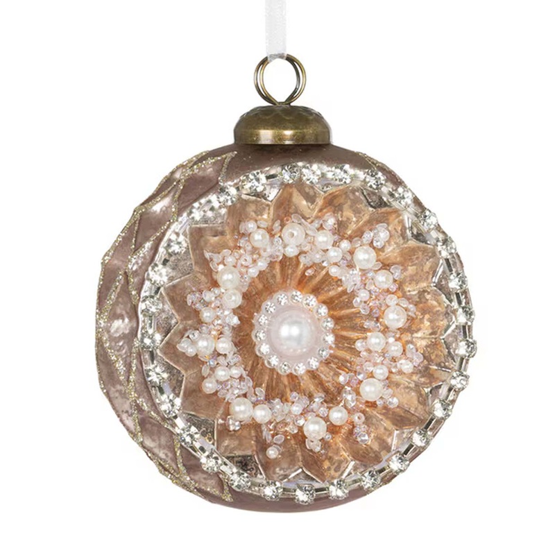 Antq Rose Pearl Encrusted Ornament