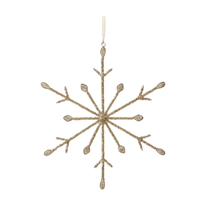 Gold Jeweled Snowflake Ornament – 12