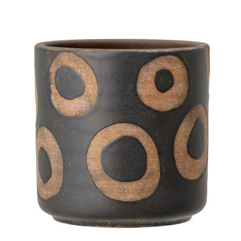 Avo Deco Black/Terracotta Circle Pot by Bloomingville