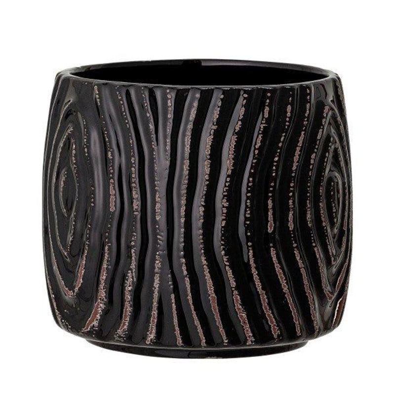Hena Black Stoneware Pot by Bloomingville