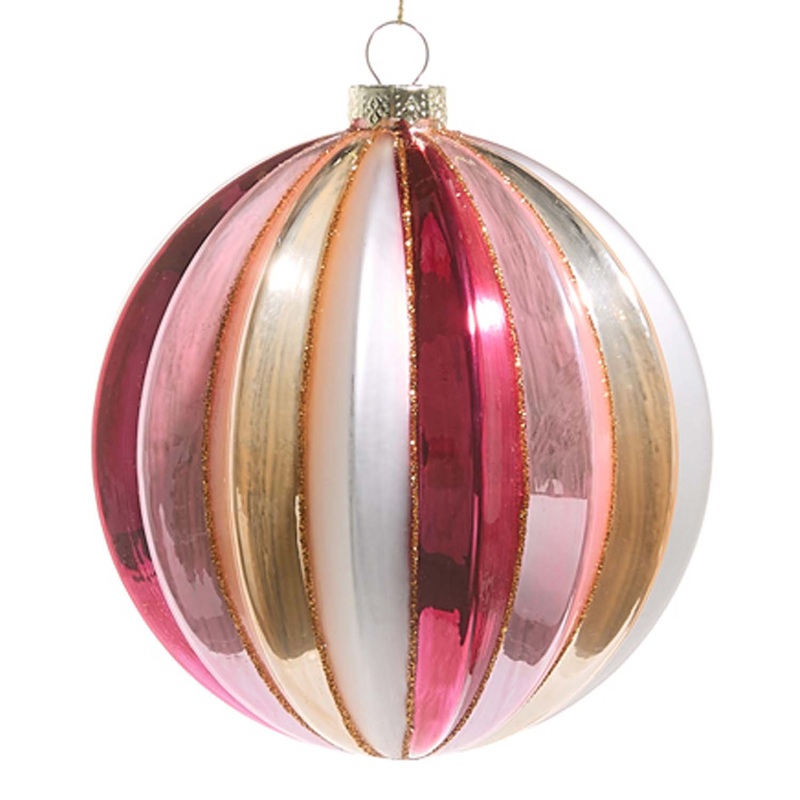 Pink Ribbed Ball Orn 5