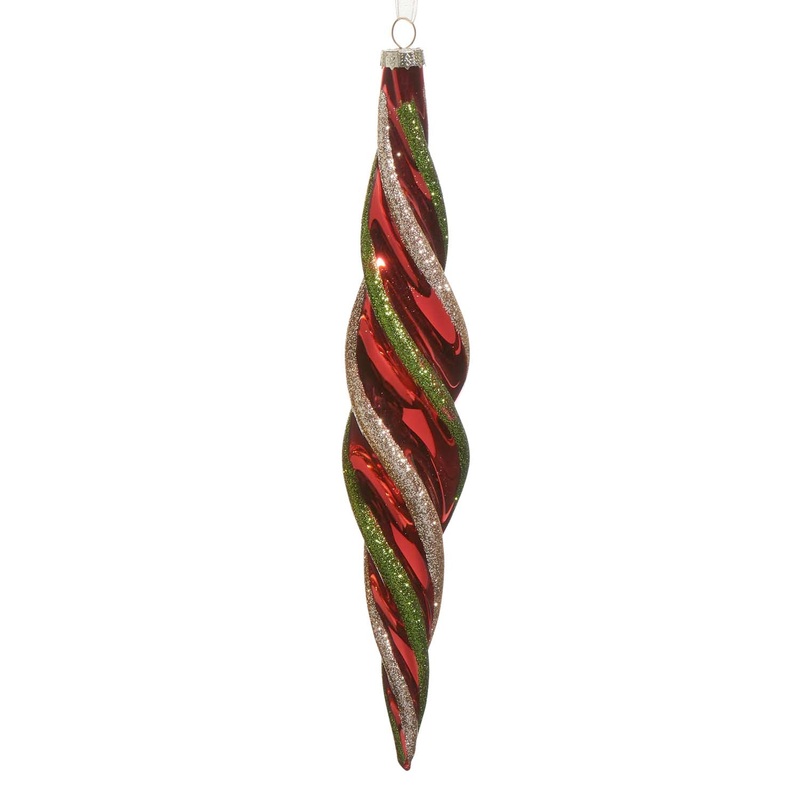 Red Gold Twirl Icicle Orn 9.5