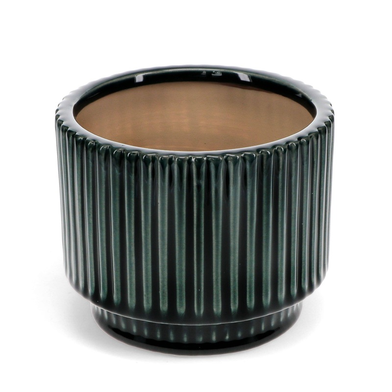 Ridged Plant Pot – Dark Green|Dark Green
