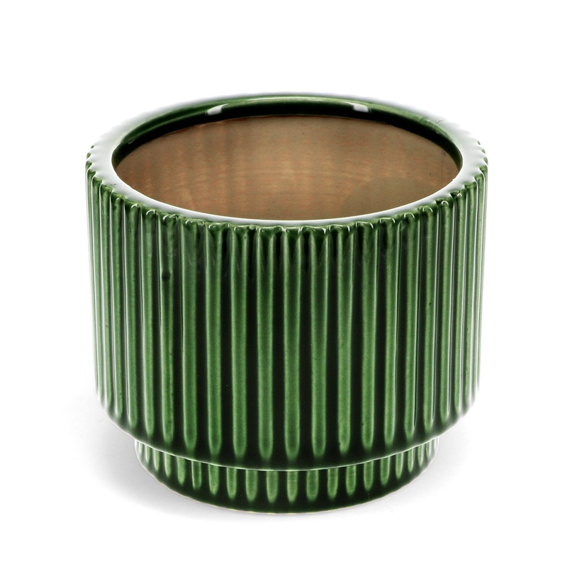 Ridged Plant Pot – Green|Green