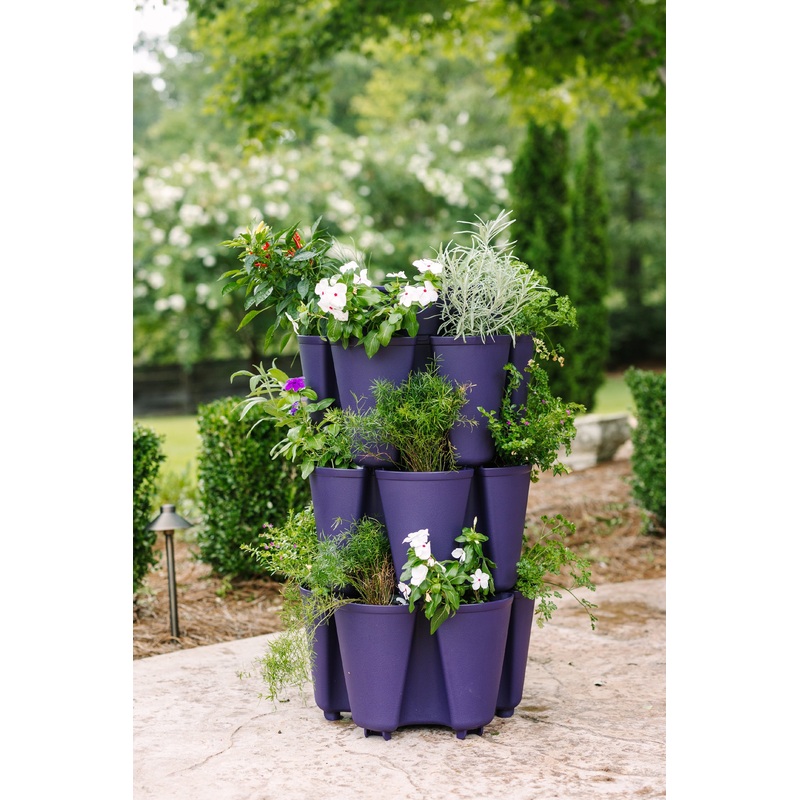 3 Tier GreenStalk Original Vertical Planter | Blackberry (Basic Texture)