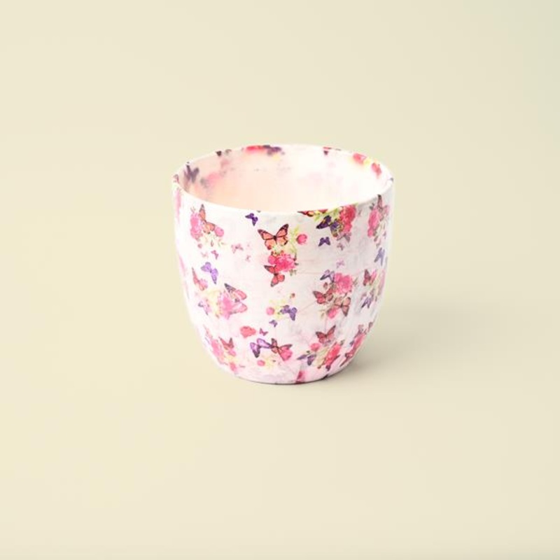 MONZA PINK BUTTERFLY PLANTER H13CM D13CM