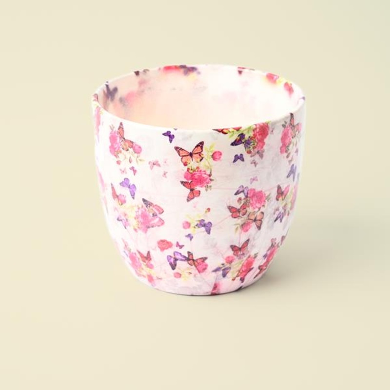 MONZA PINK BUTTERFLY PLANTER H17CM D17CM