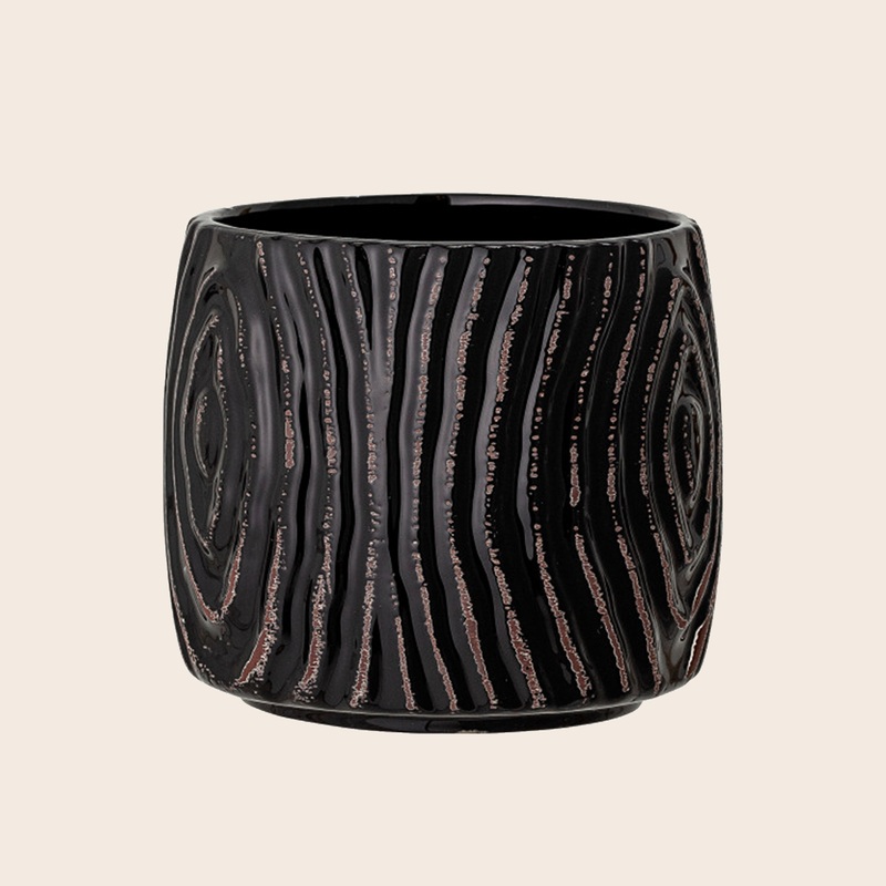 Hena Black Stoneware Pot|13cm